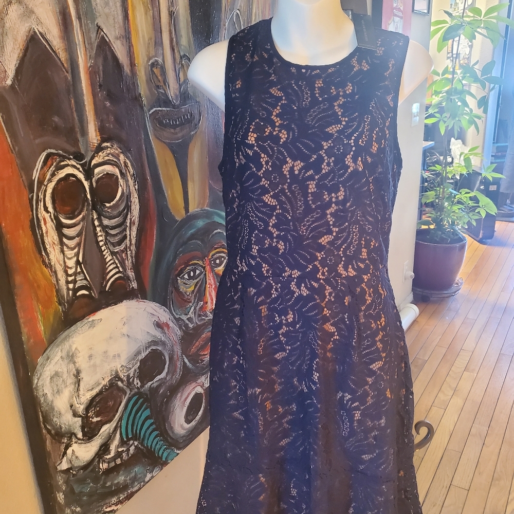 Navy Blue Eyelet Dress